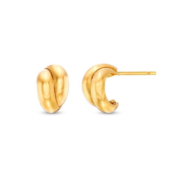 Criss-Cross 13.0mm Half Hoop Earrings in 14K Gold