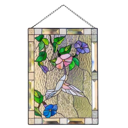 Dengmore Glass Window Hanging Panels Cute Bird On A Wire Stained Window Hanging Suncatchers Bird Stained Pendant For Windows Panels Hangings Acrylic Catcher Ornament For Wall Home Garden