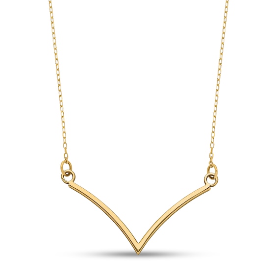 Diamond-Cut Layered Chevron Necklace in 14K Gold