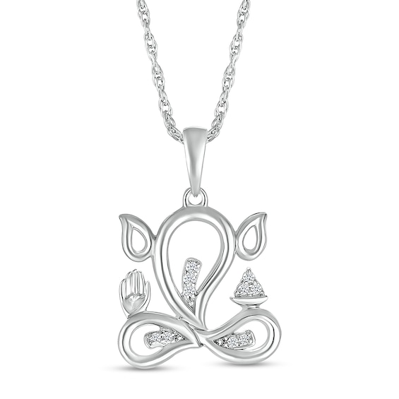 Diamond Accent Abstract Ganesha Pendant in Sterling Silver