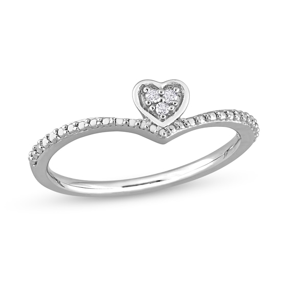 Diamond Accent Contour Heart Promise Ring in Sterling Silver