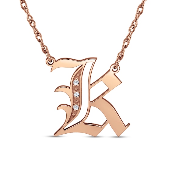 Diamond Accent Gothic-Style Initial Necklace (1 Initial)