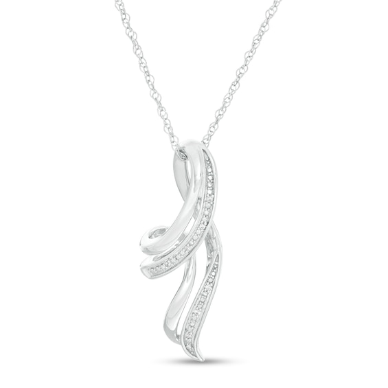 Diamond Accent Looping Ribbon Pendant in Sterling Silver