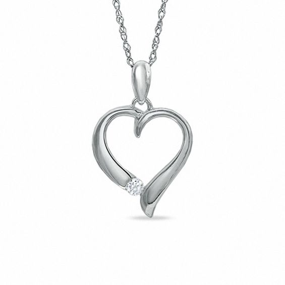 Diamond Accent Polished Heart Pendant in Sterling Silver