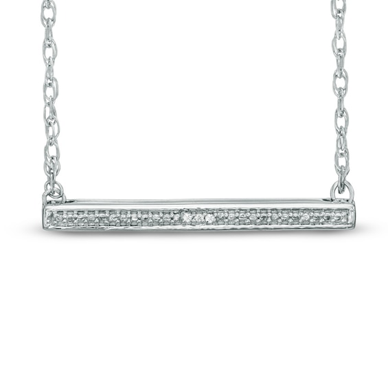 Diamond Accent Sideways Bar Necklace in Sterling Silver - 17"