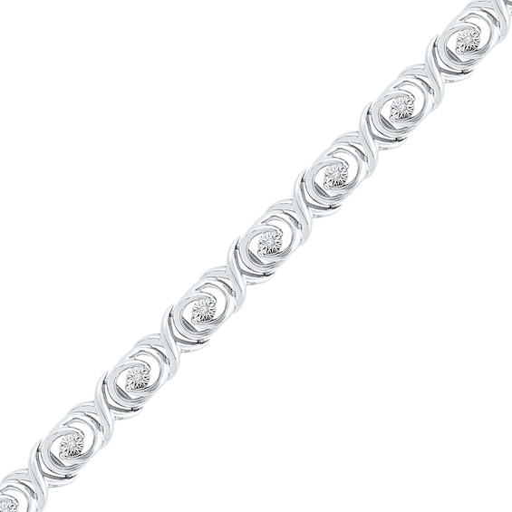 Diamond Accent Spiral Bracelet in Sterling Silver - 7.25"