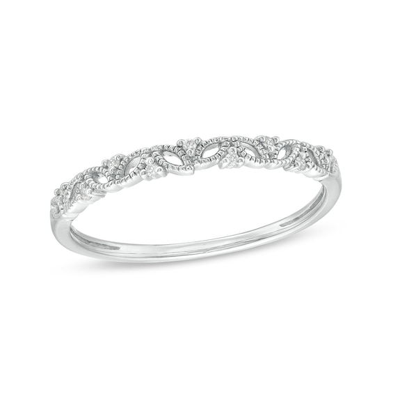 Diamond Accent Vine Vintage-Style Band in 10K White Gold