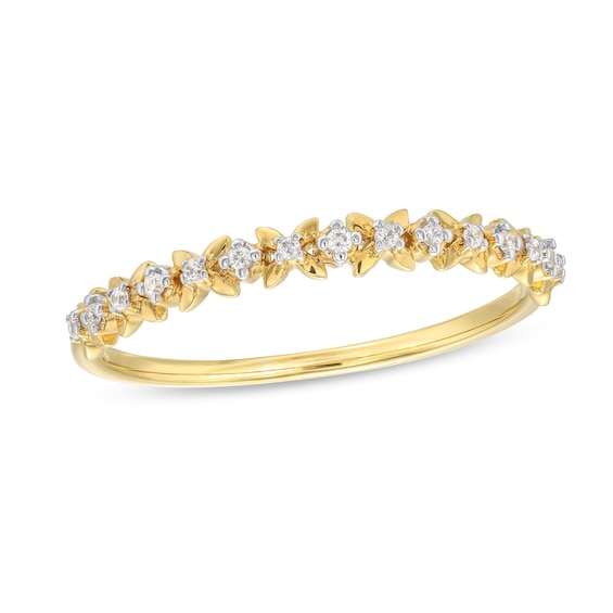 Diamond Accent "X" Flower Band in 10K Gold
