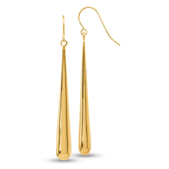 Elongated Teardrop Earrings in 14K Gold