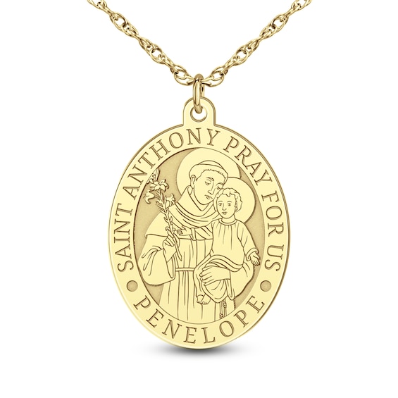 Engravable Oval "Saint Anthony Pray for Us" Pendant (1 Line and