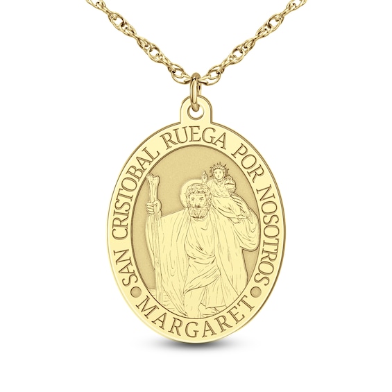 Engravable Oval "Saint Christopher Pray for Us" Pendant (1 Line and