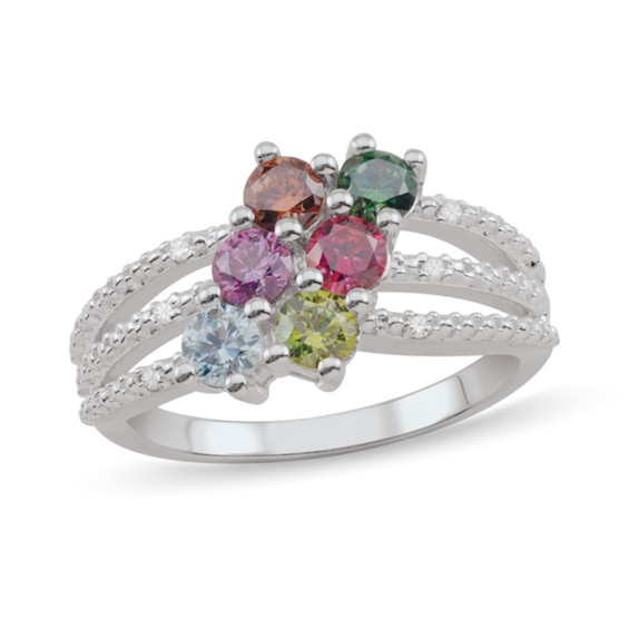 Gemstone and Diamond Accent Bypass Ring (2-6 Stones)