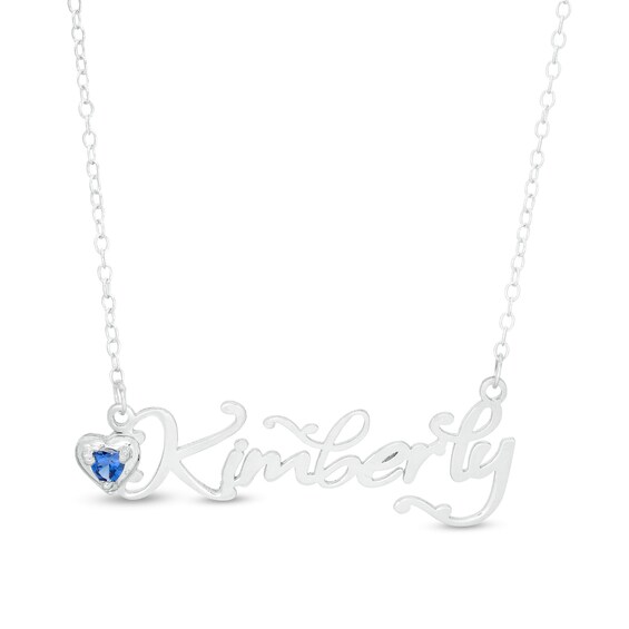 Heart-Shaped Birthstone Name Necklace (1 Stone and Line)