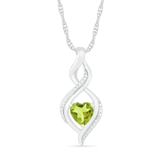 Heart-Shaped Peridot and Diamond Accent Infinity Flame Pendant in