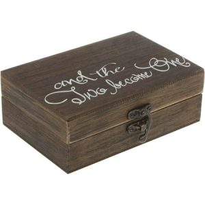 Hobby Lobby Two Become One Brown Wood Wedding Ring Bearer Box