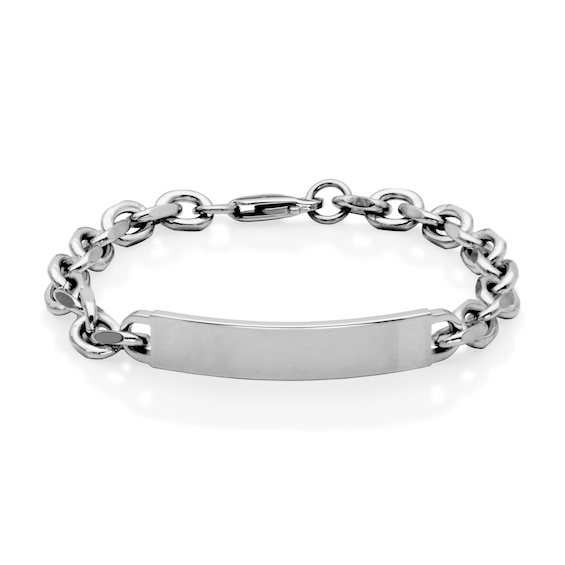 ID Plate Link Chain Bracelet in Stainless Steel - 8.25"