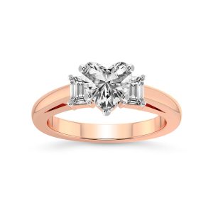 IGI Certified Lab Created Diamond Ring 14K or 18K Gold Denise Three Stone Ring