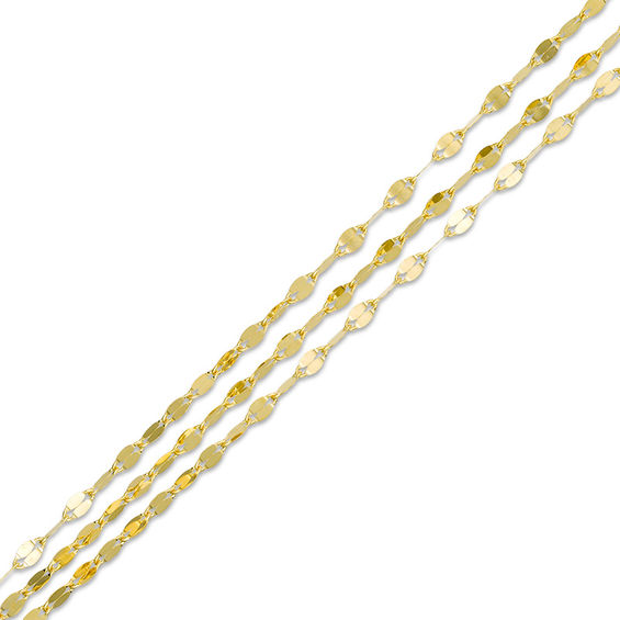 Italian Gold 030 Gauge Triple Strand Mirror Chain Bracelet in 14K Gold