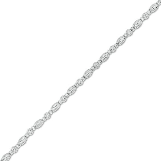 Italian Gold Diamond-Cut Bead Bracelet in Hollow 18K White Gold