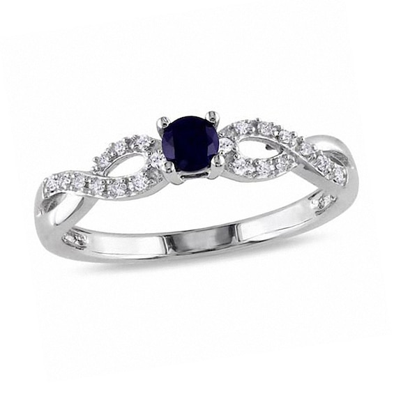 Lab-Created Blue Sapphire and Diamond Accent Promise Ring in Sterling