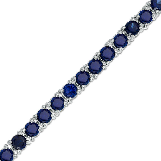 Lab-Created Blue Sapphire Tennis Bracelet in Sterling Silver - 7.5"