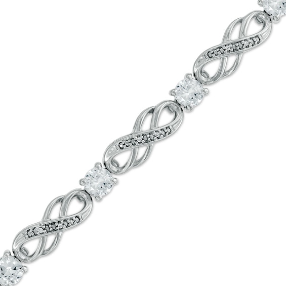 Lab-Created White Sapphire and Diamond Accent Infinity Bracelet in