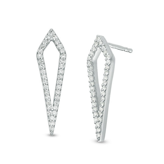 Lab-Created White Sapphire Open Geometric Drop Earrings in Sterling