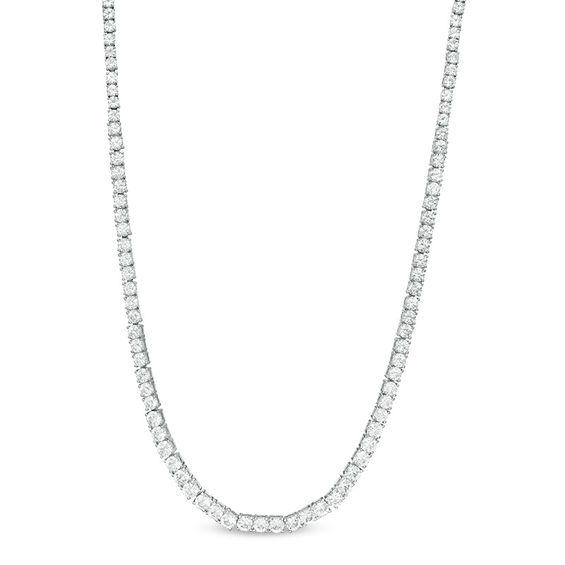 Lab-Created White Sapphire Tennis Necklace in Sterling Silver - 17"