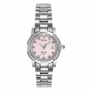 Ladies' Bulova Diamond Accent Watch with Pink Mother-of-Pearl Dial