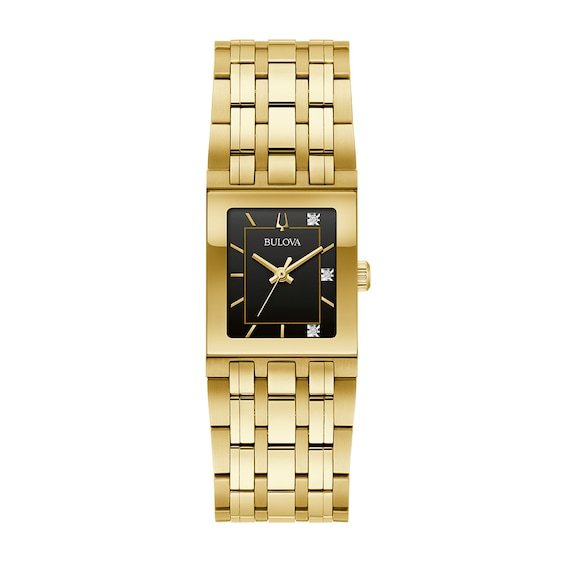 Ladies' Bulova Quadra Marc Anthony Diamond Accent Gold-Tone Watch with