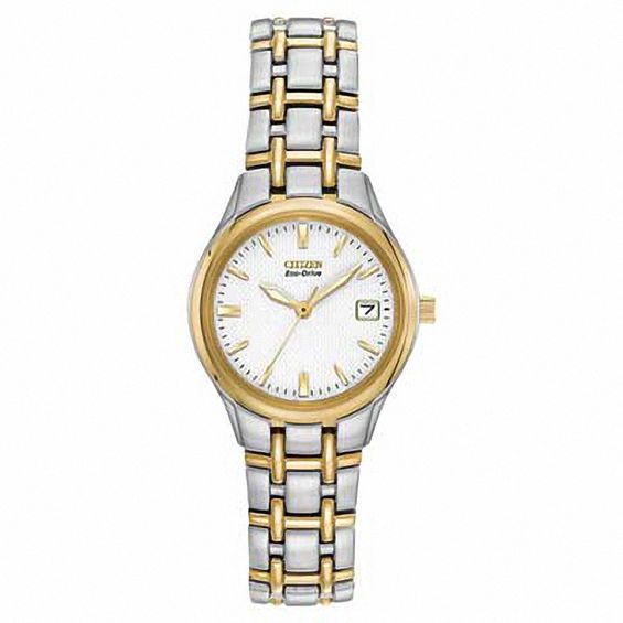 Ladies' Citizen Eco-DriveÂ® Corso Two-Tone Bracelet Watch with White