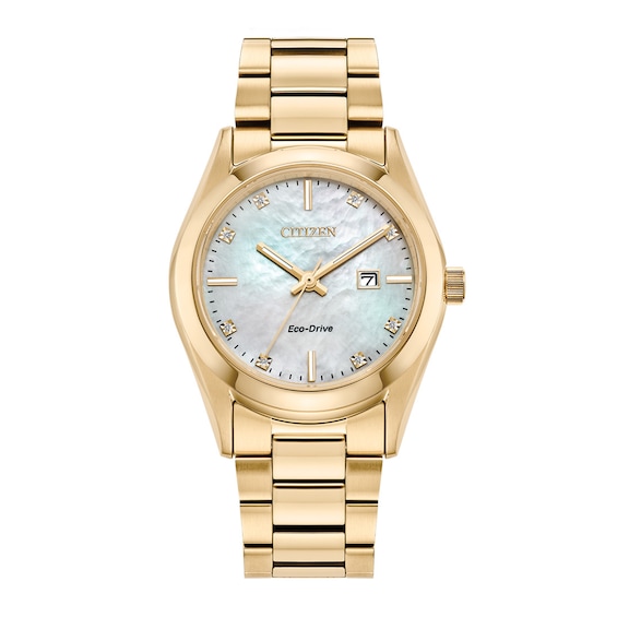Ladies' Citizen Eco-DriveÂ® Diamond Accent Gold-Tone Watch with
