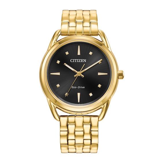 Ladies' Citizen Eco-DriveÂ® Dress Classic Gold-Tone Watch with Black
