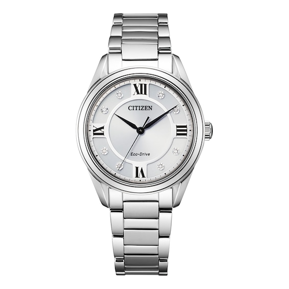 Ladies' Citizen Eco-DriveÂ® Fiore Diamond Accent Watch with Silver-Tone