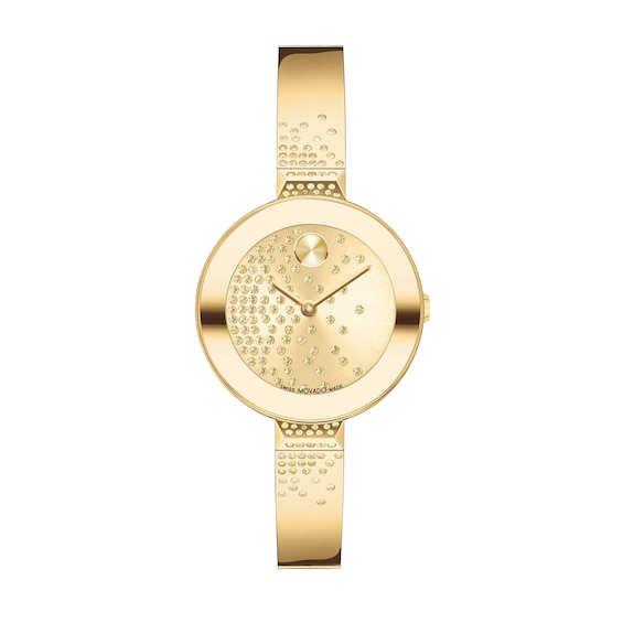 Ladies' Movado BoldÂ® Champagne Crystal Accent Gold-Tone IP Bangle