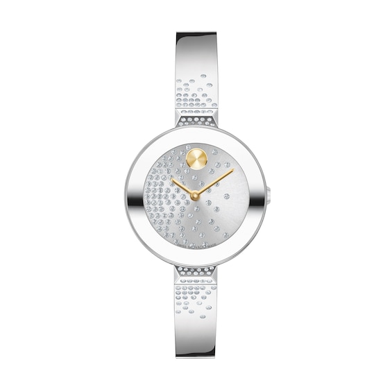 Ladies' Movado BoldÂ® Crystal Accent Bangle Watch with Silver-Tone Dial