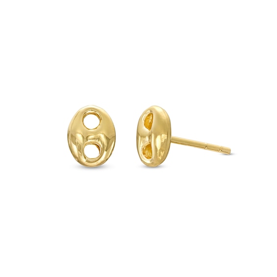 Mariner Chain Stud Earrings in Hollow 10K Gold