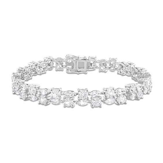 Marquise-Cut and Round White Lab-Created Sapphire Multi-Row Bracelet