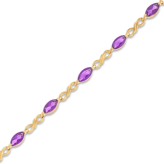Marquise Amethyst Alternating Infinity Line Bracelet in 10K Gold -