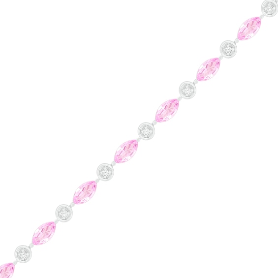 Marquise Lab-Created Pink and White Sapphire Bubble Link Alternating