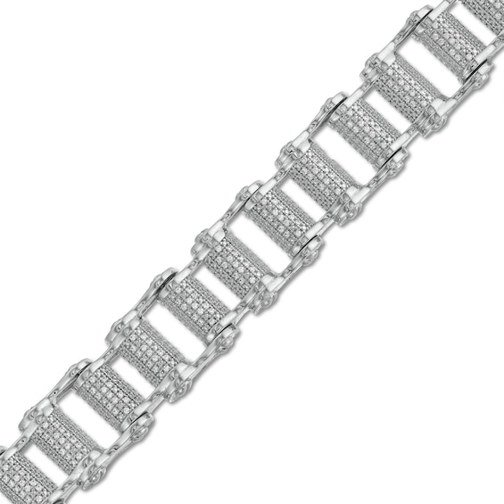 Men's 1.00 CT. T.w. Diamond Bike Chain Bracelet in Sterling Silver -