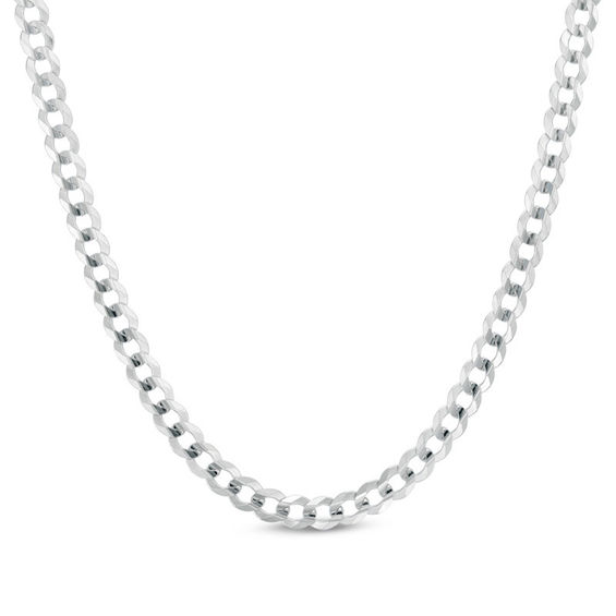 Men's 4.7mm Curb Chain Necklace in Solid 14K White Gold - 24"