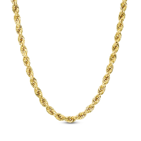 Men's 5.3mm Rope Chain Necklace in Hollow 10K Gold - 24"
