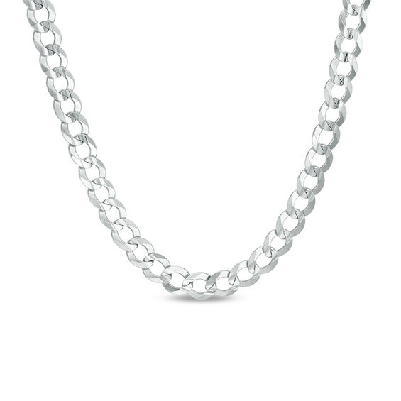 Men's 5.7mm Curb Chain Necklace in Hollow 14K White Gold - 22"