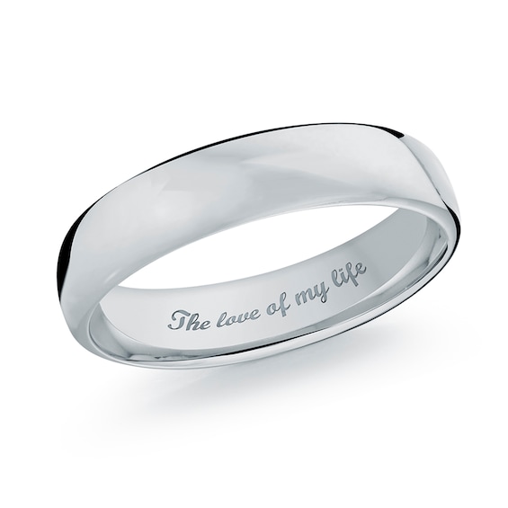 Men's 6.5mm Comfort-Fit Euro Engravable Wedding Band in 14K White Gold