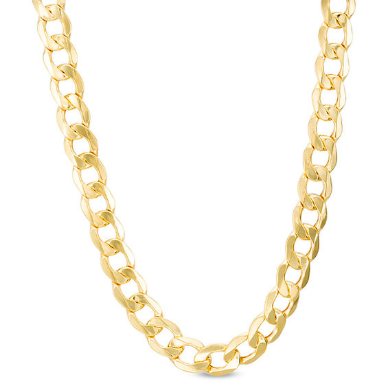 Men's 7.0mm Light Curb Chain Necklace in 14K Gold - 28"