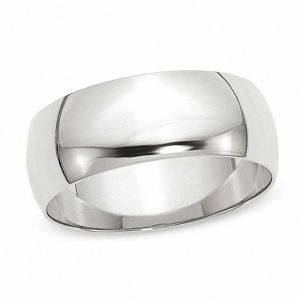 Men's 8.0mm Dome Wedding Band in 14K White Gold