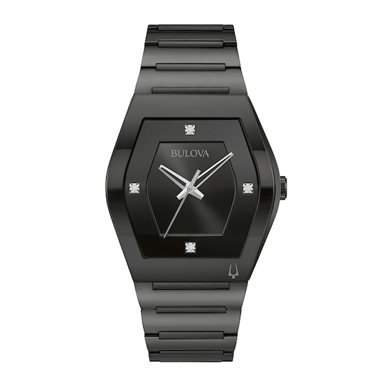 Men's Bulova Modern Gemini Diamond Accent Black Tonneau Watch (Model: