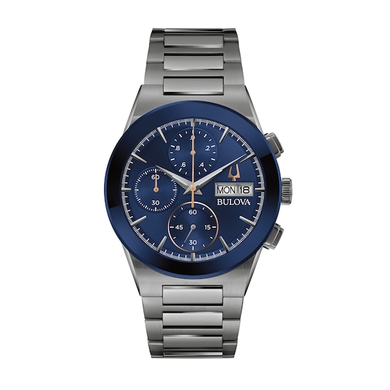 Men's Bulova Modern Millennia Two-Tone IP Chronograph watch with Blue