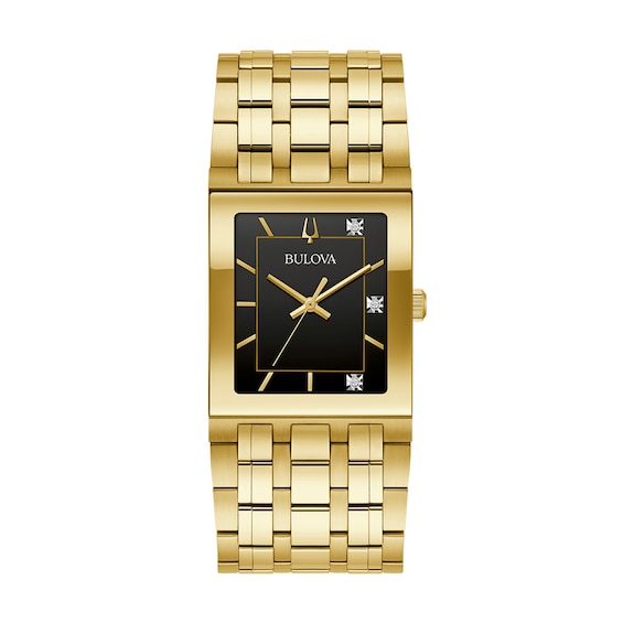 Men's Bulova Quadra Marc Anthony Diamond Accent Gold-Tone Watch with